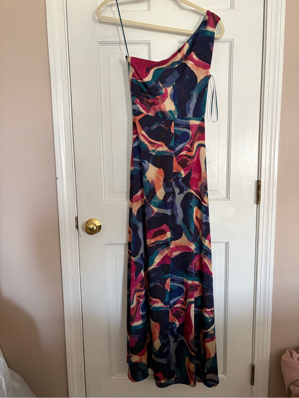 One-Shoulder Abstract Maxi Dress